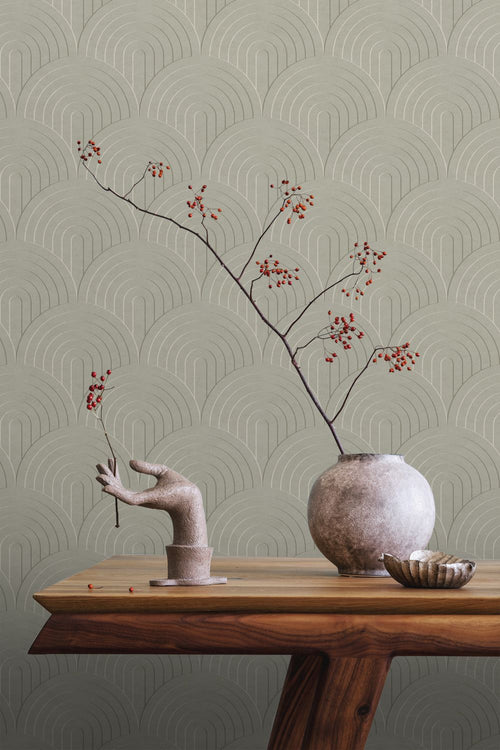 ESTAhome behang 3D-motief vergrijsd groen - 53 cm x 10.05 m - 131111