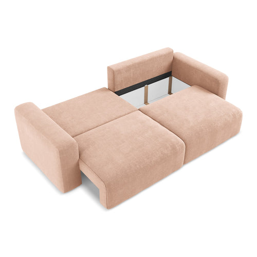 LaMiaSofa 3-zits slaapbank Ostia - chenille stof - perzik - 244x102x79