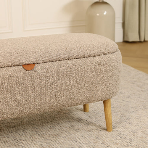 Nolon Juna bankje met opbergruimte bouclé taupe - 95 x 37 cm