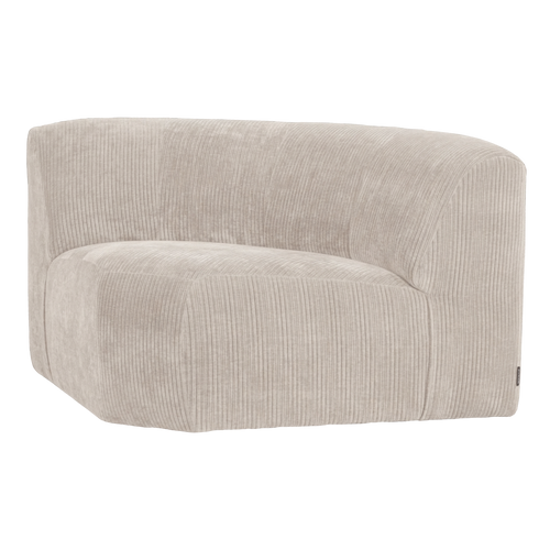 WOOOD hoekelement rond Mojo Base - Ribstof - Ecru - 74x110x110