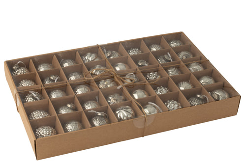 J-Line kerstbal - glas - zilver - doos van 40