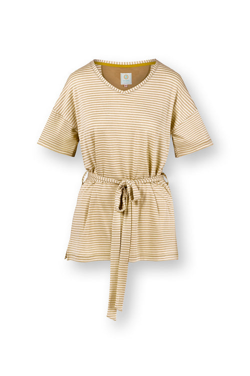 Pip Studio - Tonya Pyjama Shirt - Dames - Little Sumo Stripe - Zand - XS