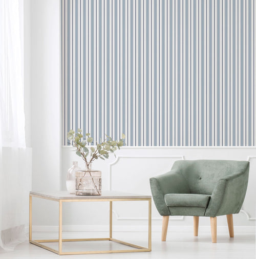 Sanders & Sanders behang strepen blauw en grijs - 53 cm x 10.05 m - 640699