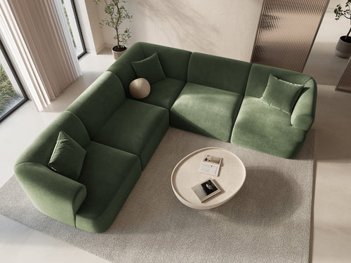 Cosmopolitan Design Symmetrische modulaire hoekbank Campi 6-zits, flueel groente - 255x255x70cm