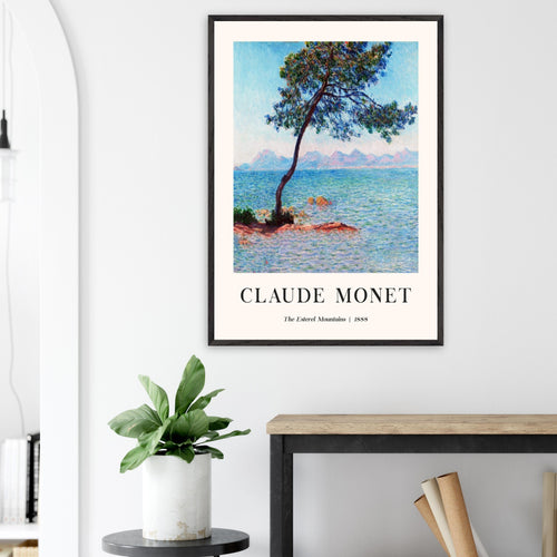 Artfulprints Poster met Lijst Claude Monet - The Esterel Mountains   - 30x40 cm - Turquoise