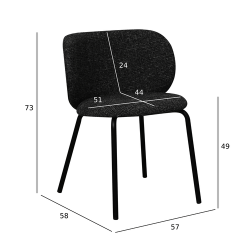 Furnhouse eetkamerstoel Nanna - Zwart - Stof (Bouclé) - Set van 4