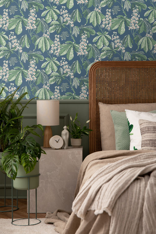 Borastapeter behang bladeren vergrijsd blauw - 53 cm x 10.05 m - 660406 - vtwonen shop