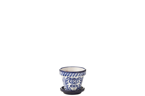 J-Line bloempot Granada Handmade + Painted - keramiek - blauw - extra small - Ø 17 cm
