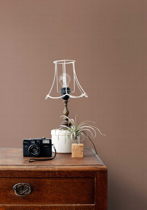 ESTAhome behang linnenstructuur terracotta roze - 53 cm x 10.05 m - 131126 - vtwonen shop