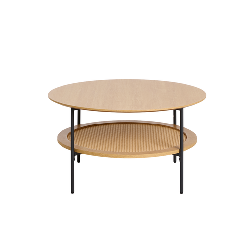 Rebellenclub Salontafel Berley - ¿80 cm - Eiken met Rattan