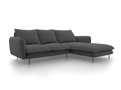 Cosmopolitan Design rechter hoekbank Vienna 5-zits, structurele stof, donkergrijs - 170x255x95cm
