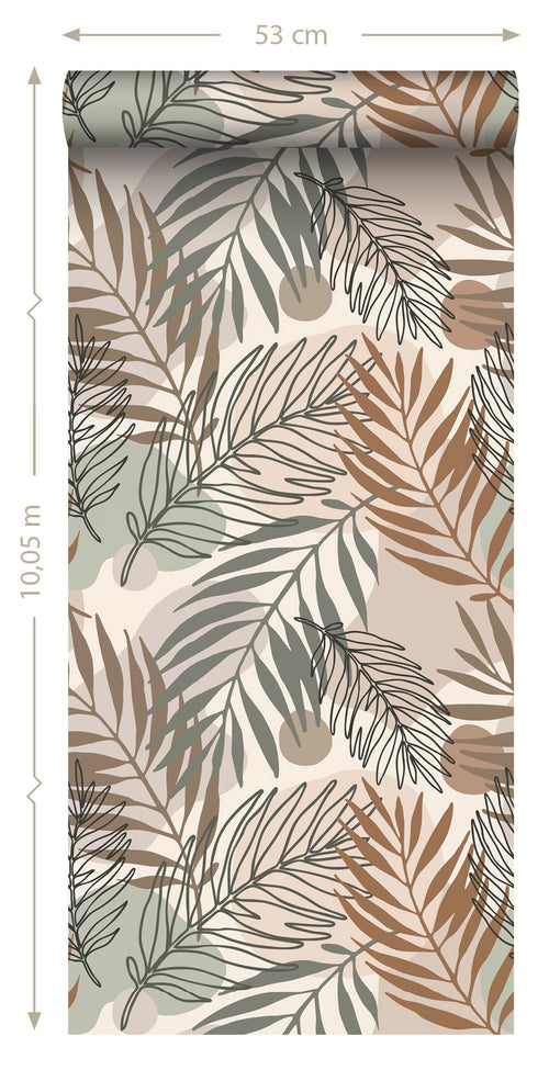 ESTAhome behang bladeren beige en vergrijsd groen - 50 x 900 cm - 139822 - vtwonen shop