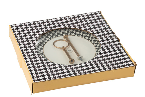 J-Line taartplateau Pied-Poule - porselein - wit/zwart