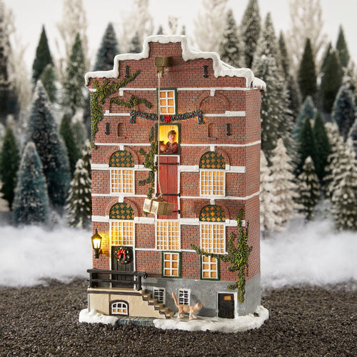 LuVille Kerstdorp Miniatuur Pakhuis Gevel - L19 x B11 x H29 cm - vtwonen shop