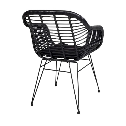 Artichok Madelein rotan tuinstoel zwart - met zitkussen - vtwonen shop