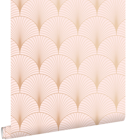 ESTAhome behang art deco motief zacht roze en roségoud - 0,53 x 10,05 m - 139229 - vtwonen shop