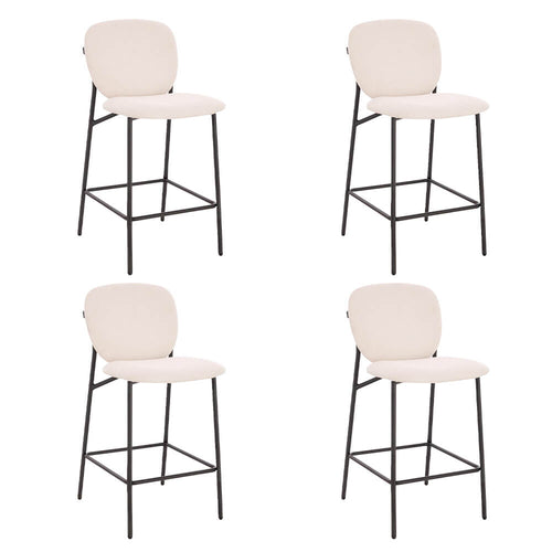 HOME DELUXE CELDA Bouclé Fluweel - Set van 4 Wit | Barstoelen