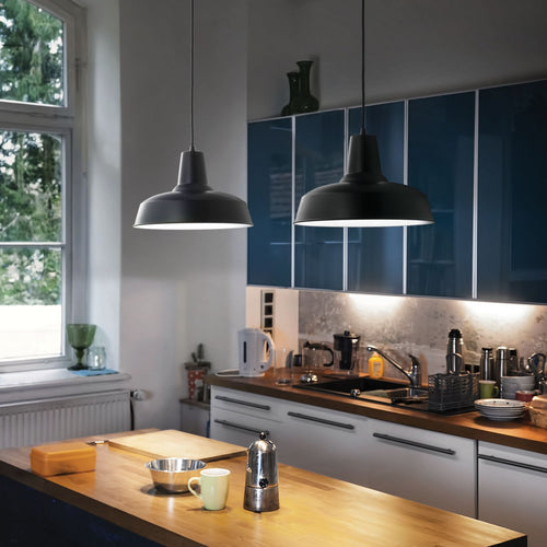 Ideal Lux Moby - 1 Light Dome Ceiling Hanglamp Zwart, E27