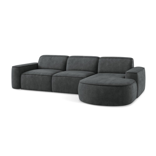 LaMiaSofa hoekbank rechts Melissa - chenille stof - donkergrijs - 284x166x70