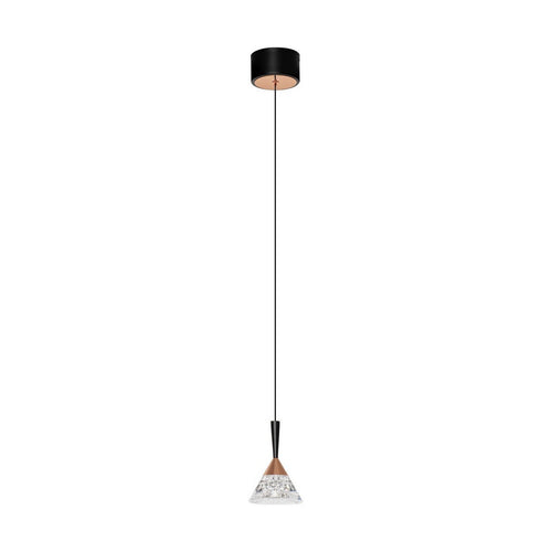 Nova Luce PALUZ Slanke hanglamp voor aan het plafond, roségoud, matzwart, LED, 7W, 345lm, 3000K