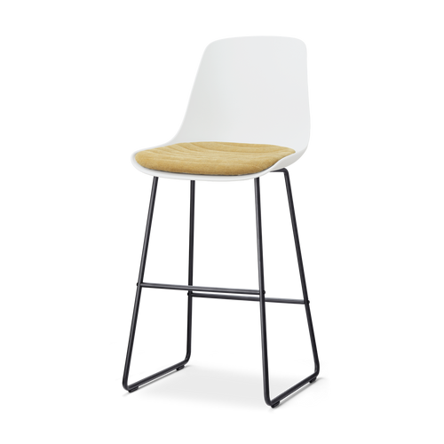 Nolon Nino-Liv barkruk wit met warm oker zitkussen - zwart onderstel - 75 cm