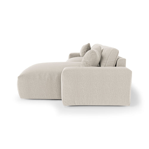 Premium Interiors - Rechthoekige hoekbank CHEER - zacht aanvoelende geweven stof  beige 312cm
