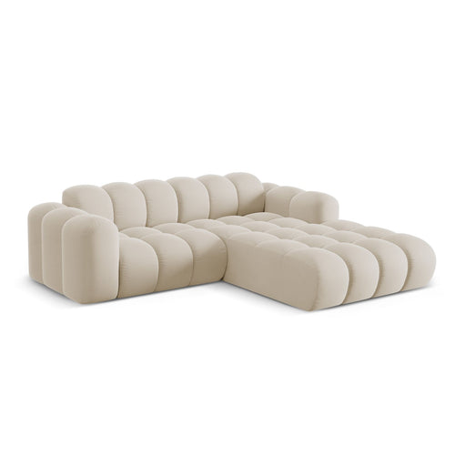 Cosmopolitan Design - Rechter hoekbank Treno 3-zits, flueel donkerbeige - 184x240x70cm