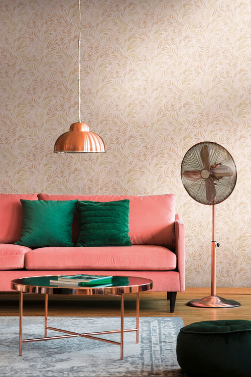 Livingwalls behang bladeren roze en goud - 53 cm x 10.05 m - AS-391203