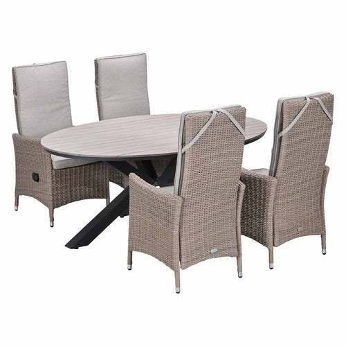 Garden Impressions Tuinset Collin 5-delig - Tulli tuintafel 180x115 cm