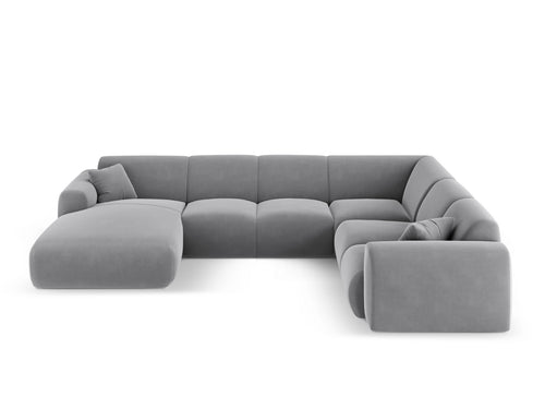 Cosmopolitan Design Panoramische hoekbank rechts Nolio 6-zits, flueel lichtgrijs - 252x342x72cm