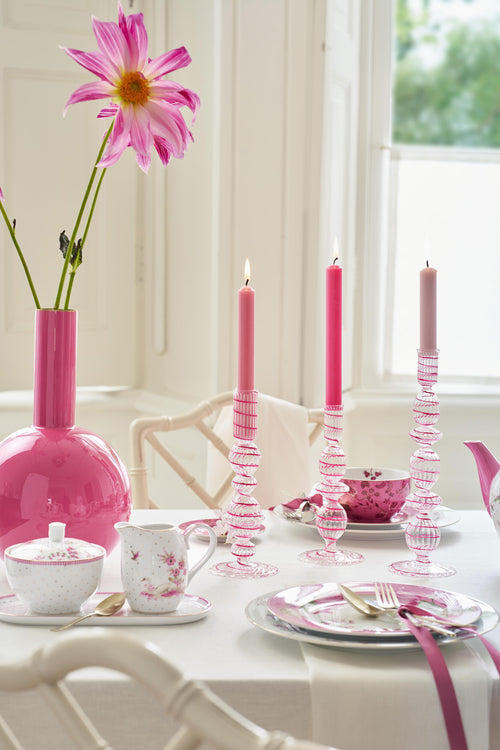 Pip Studio - Kandelaar - Roze - Glas Swirl - 28cm - vtwonen shop