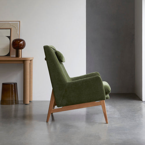 Tikamoon Fauteuil van massief eikenhout en groen fluweel - Groen - vtwonen shop