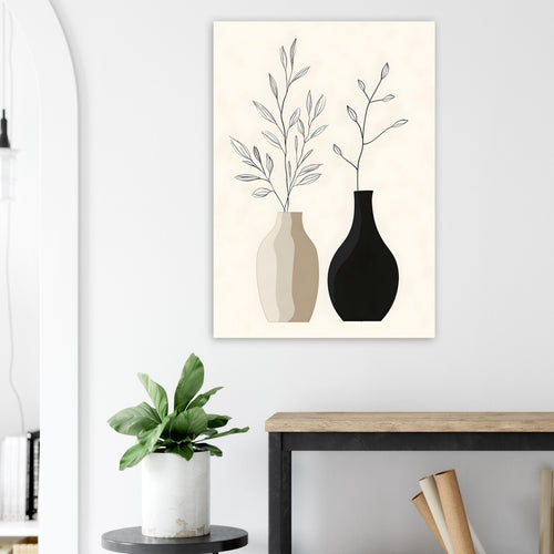 Artfulprints Poster Boho – Calm vase   - 30x40 cm - Zwart / Wit