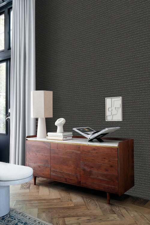 Origin Wallcoverings behang krokodillenhuid zwart - 0,53 x 10,05 m - 347783 - vtwonen shop