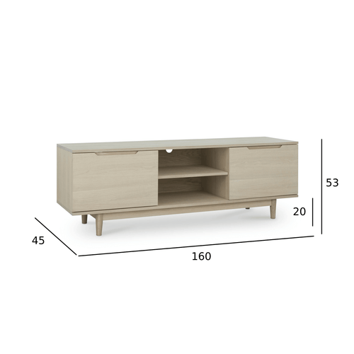 Furnhouse tv-meubel Kerteminde - Witte olie - MDF, eikenfineer - 45x160x53
