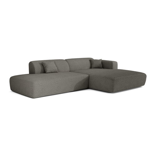 Sia Home - Rechte hoekbanken MYRA - Bouclette stof - Grafiet grijs - 310cm - vtwonen shop