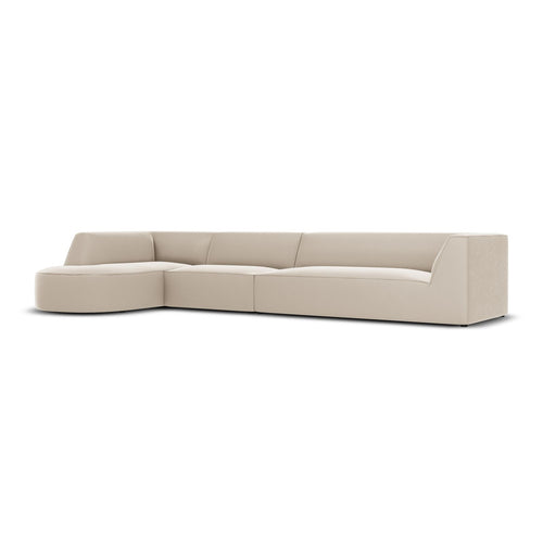 Cosmopolitan Design - Modulaire hoekbank links Siena 5-zits, flueel beige - 180x366x69cm