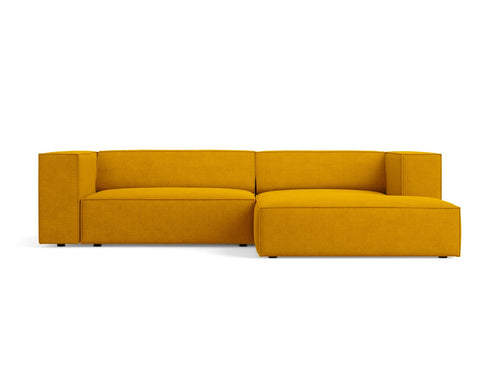 Cosmopolitan Design rechter hoekbank Arendal 3-zits, chenille met ribbeleffect, mosterd - 166x224x70cm