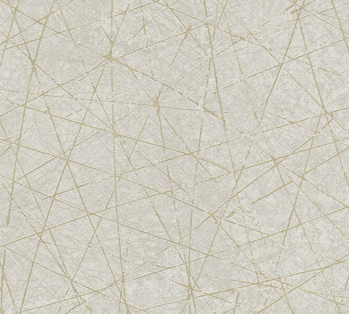 Livingwalls behang betonlook crème, grijs en goud - 53 cm x 10.05 m - AS-391773