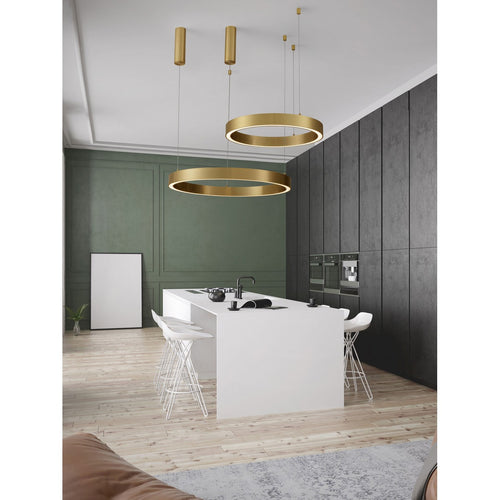 Nova Luce STING Geïntegreerde LED-hanglamp in messing goud, Triac dimbaar, 50W, 2968lm, 3000K