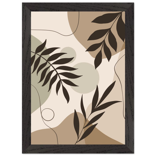 Artfulprints Poster met Lijst Boho – Shaped leaves   - A4 21x29.7 cm - Meerkleurig