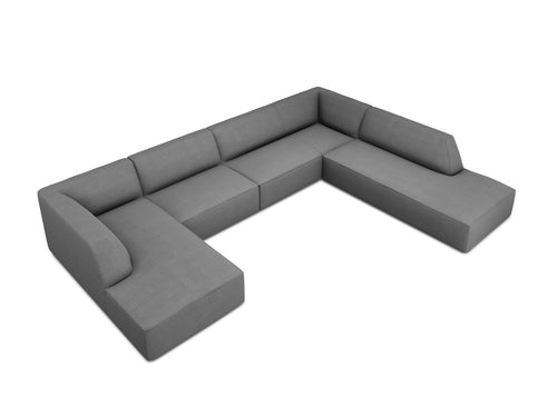 Micadoni Panoramische hoekbank rechts Ruby 7-zits, structurele stof, grijs - 273x366x69cm