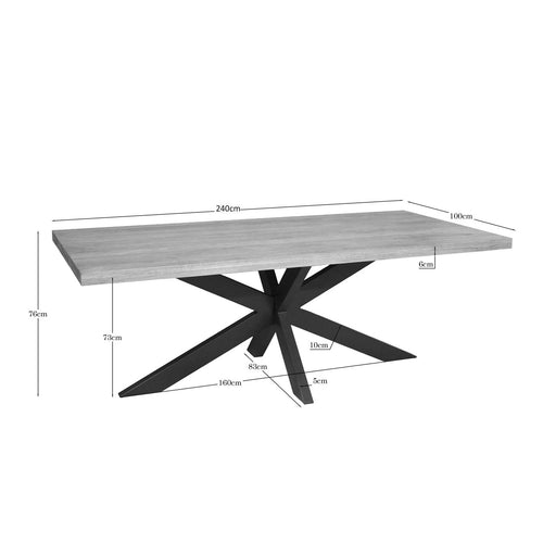 Starfurn Eettafel Dakota - Rechthoekig Naturel Hout - 240x100x76cm