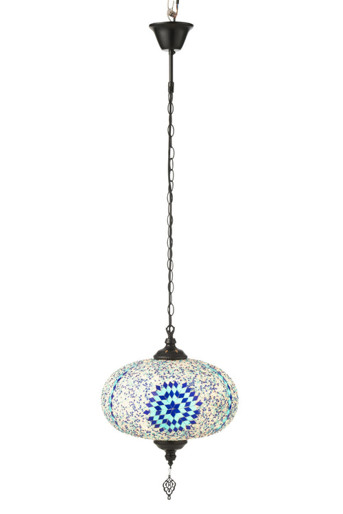 J-Line hanglamp Mozaiek - glas/metaal - blauw - large