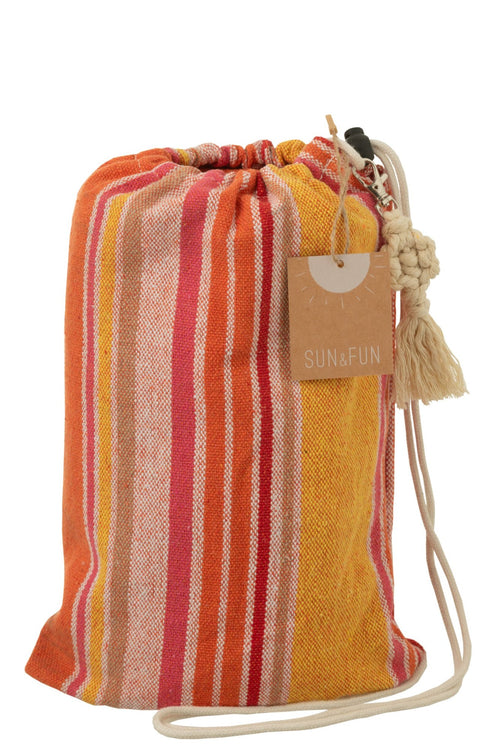 J-Line hangmat Strepen - katoen/polyester - oranje/mix