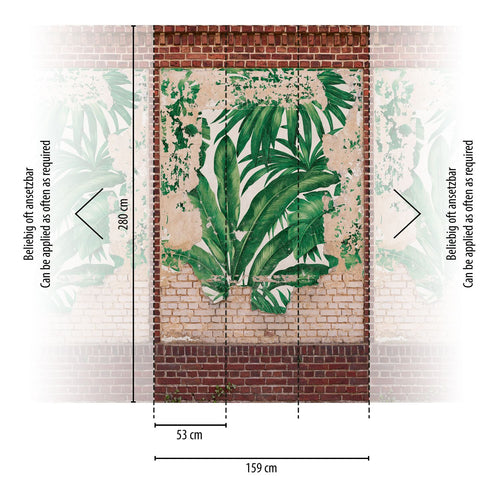 Livingwalls fotobehang graffiti bruin, beige, rood, crème en groen - 159 x 280 cm - AS-392452