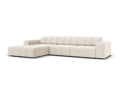 Cosmopolitan Design linker hoekbank Chicago 4-zits, flueel lichtbeige - 167x294x78cm