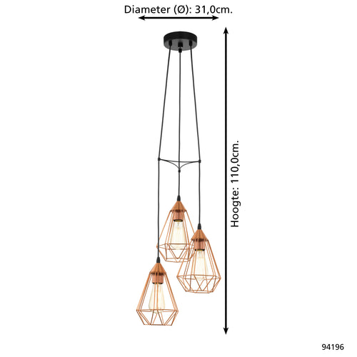 EGLO hanglamp Tarbes - e27 - ø 31 cm - zwart/koper - vtwonen shop