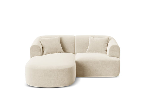 Cosmopolitan Design Modulaire hoekbank links Campi 3-zits, flueel lichtbeige - 156x180x70cm