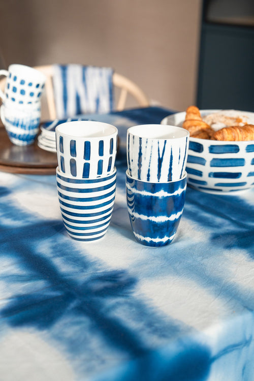 vtwonen - Tie-Dye Mok zonder oor - Serviesset van 4 - 425ml - vtwonen shop